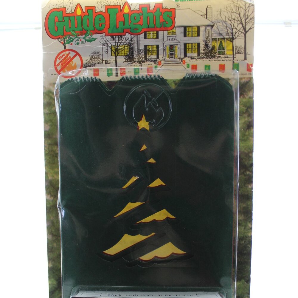 Vtg 1995 Holiday 6 Fire Retardant Luminaries/Candles Christmas Tree Design